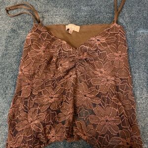 Daring Rose Brown Lace Crop Top
